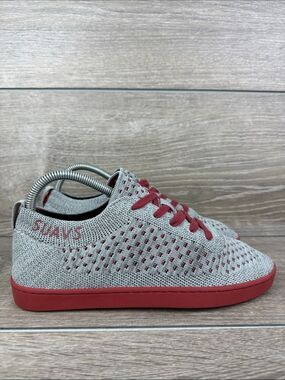 Suavs “The Ziker” Gray Red Knit Women’s Sz 8.5 Lace Up Lightweight Sneakers